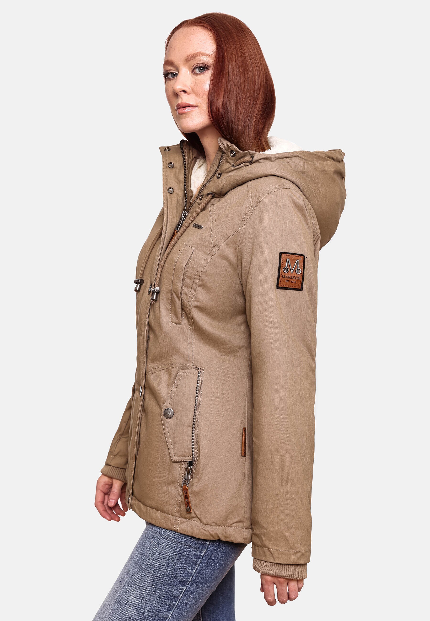 MARIKOO Damen Winterjacke Outdoor Baumwolljacke mit Kapuze Bikoo