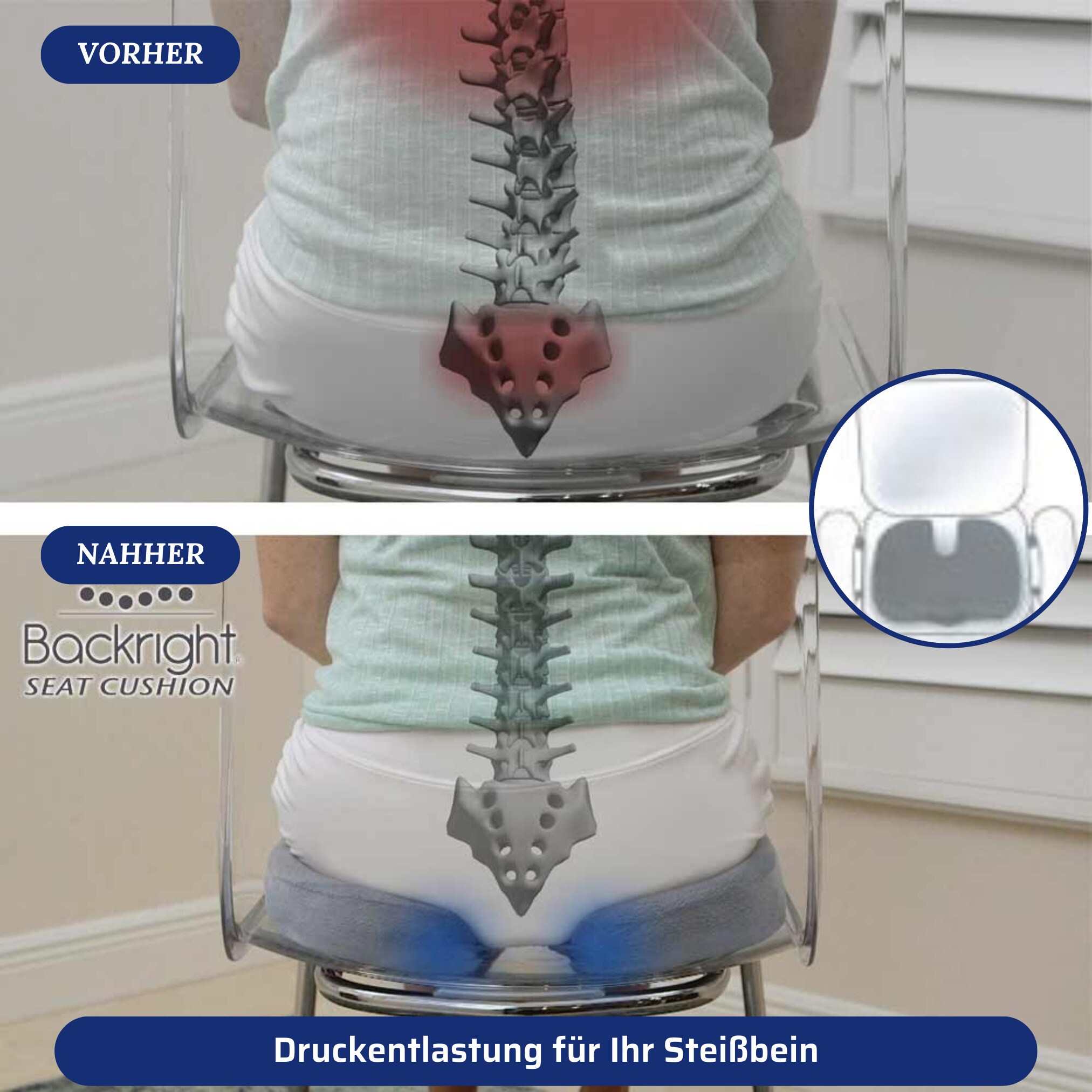 Best Direct® Orthopädisches Sitzkissen Memory Foam Backright Seat Cushion