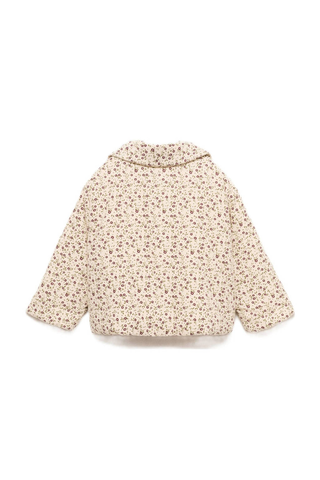 Mango Kids gebloemdetussenjas lichtbeige/rood