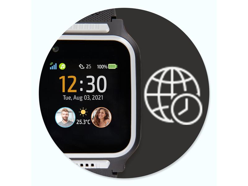 MyKi Smartwatch GPS Kinder Uhr MyKi 4 Weiss/Pink mit SIM-Ka Kinder Smartwatch mit GPS Traker und SOS-Taste, inkl. 1 Monat gratis Daten und Voice SIM-Karte