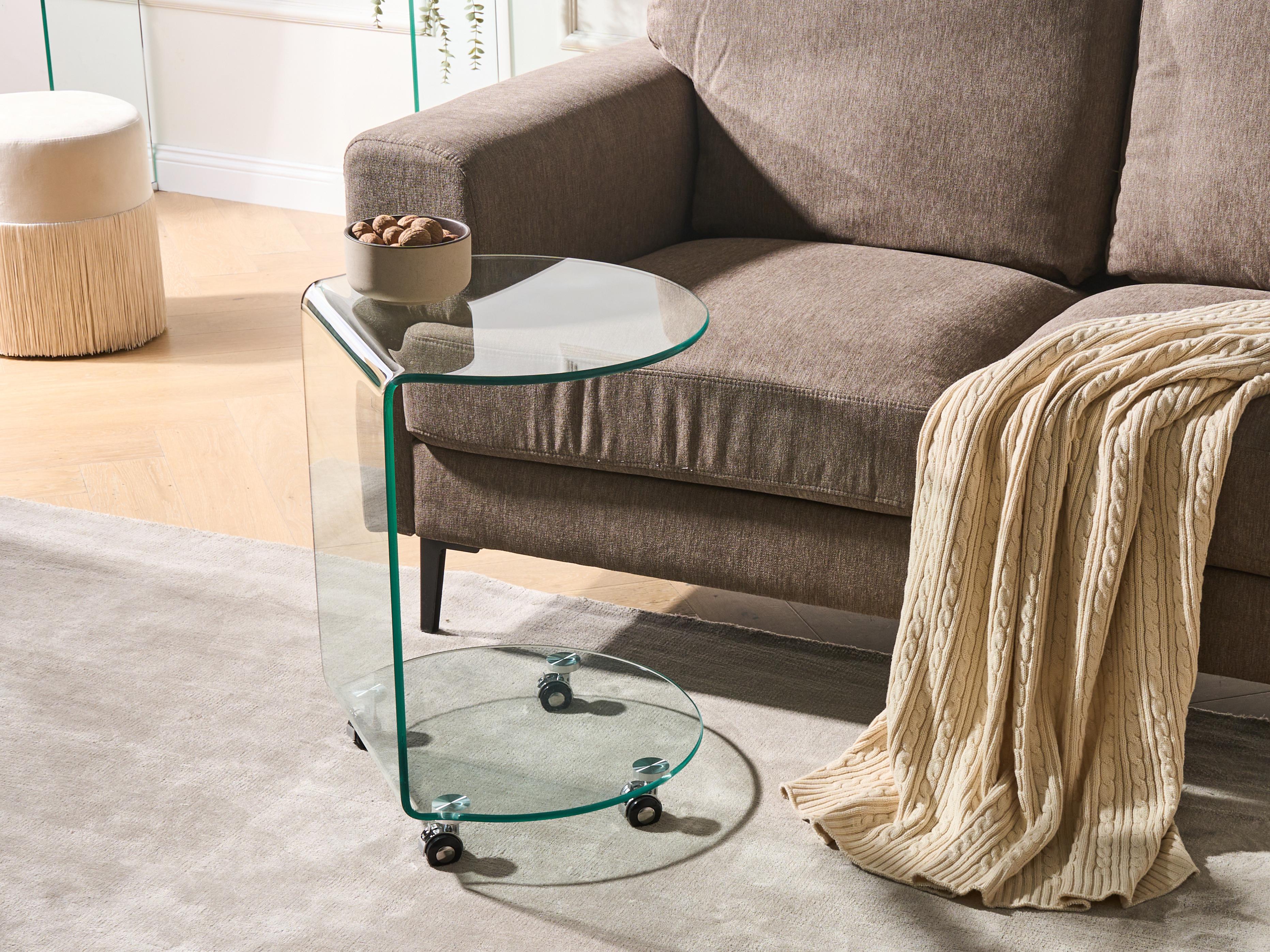 Bijzettafel MINTO Veiligheidsglas Transparant met wielen