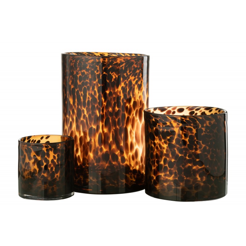 Photophore en verre marron 12x12x13 cm