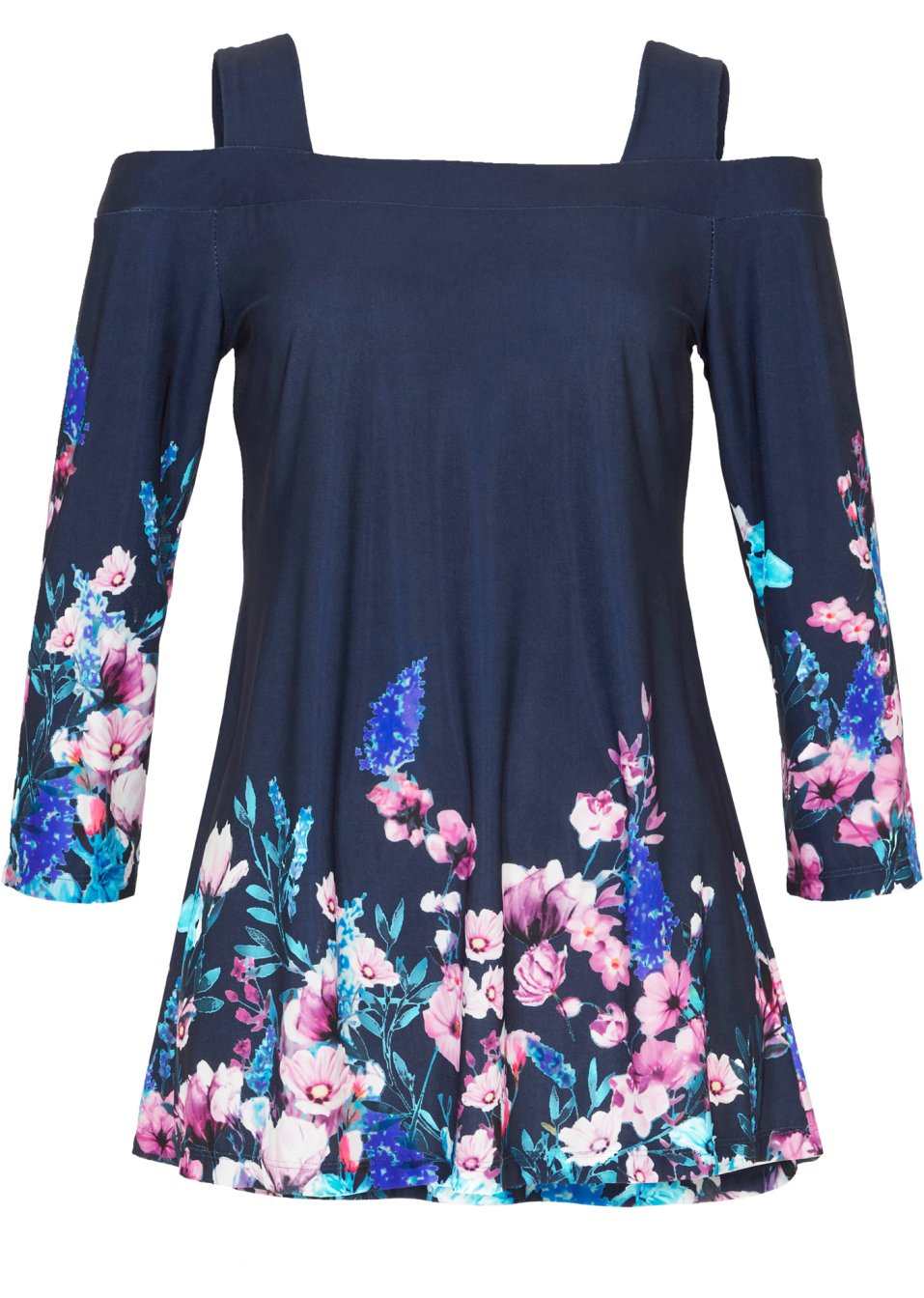 T-shirt à épaules dénudées et imprimé floral