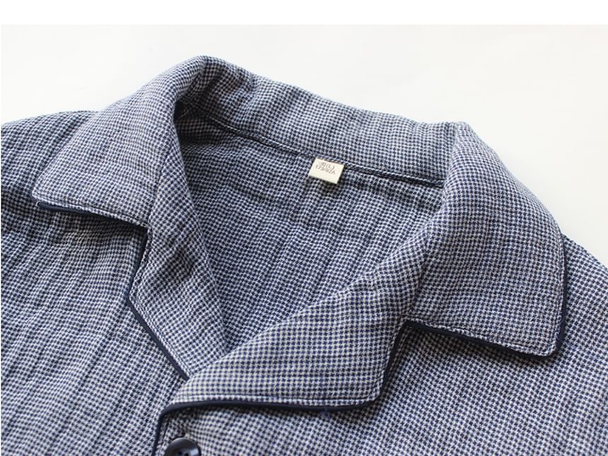 Dogini - Bijpassende pyjamaset voor koppels: geruite top met lange mouwen + broek