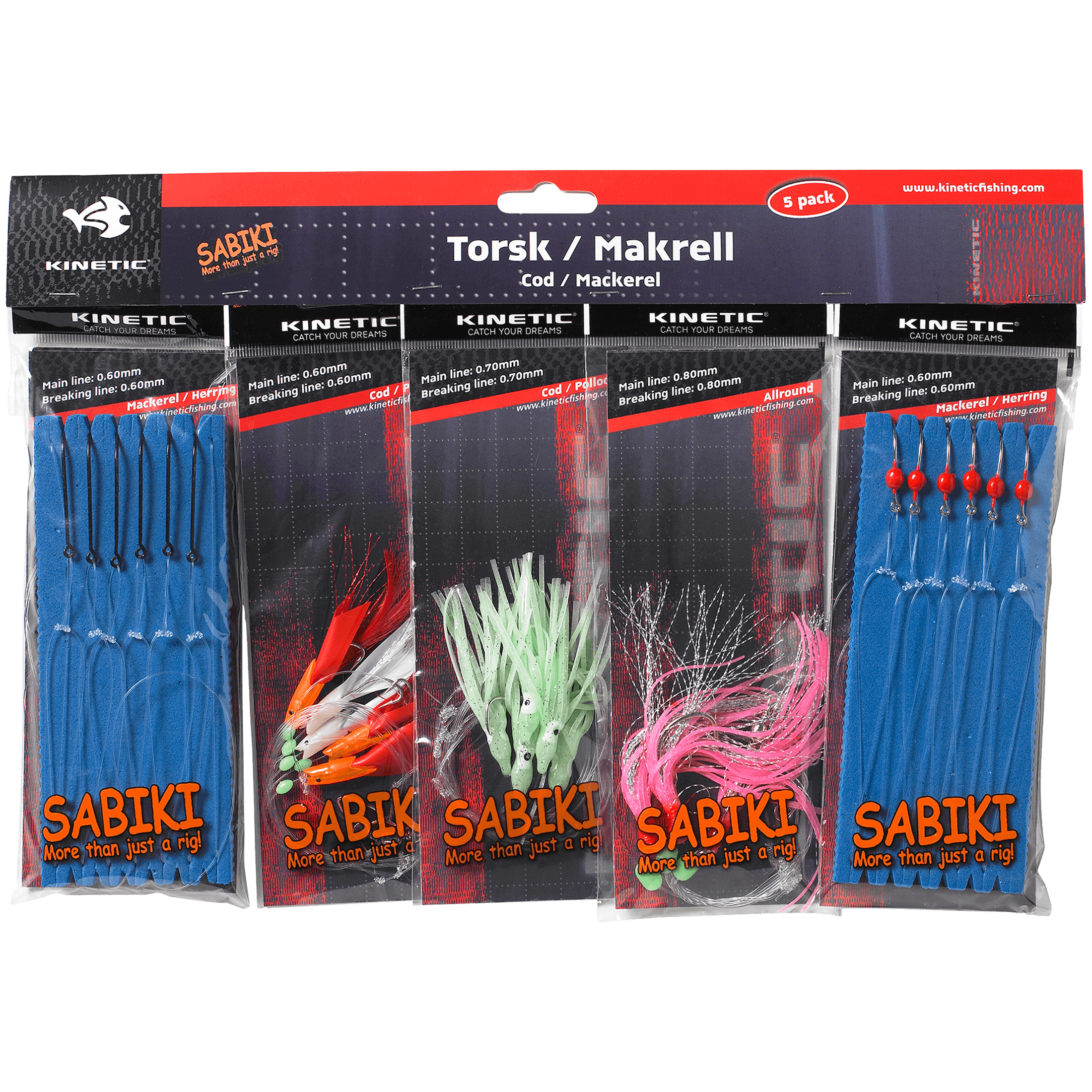 Kinetic Kinetic Sabiki Rigs 5-pack Torsk/Makrell - Sluk og agn
