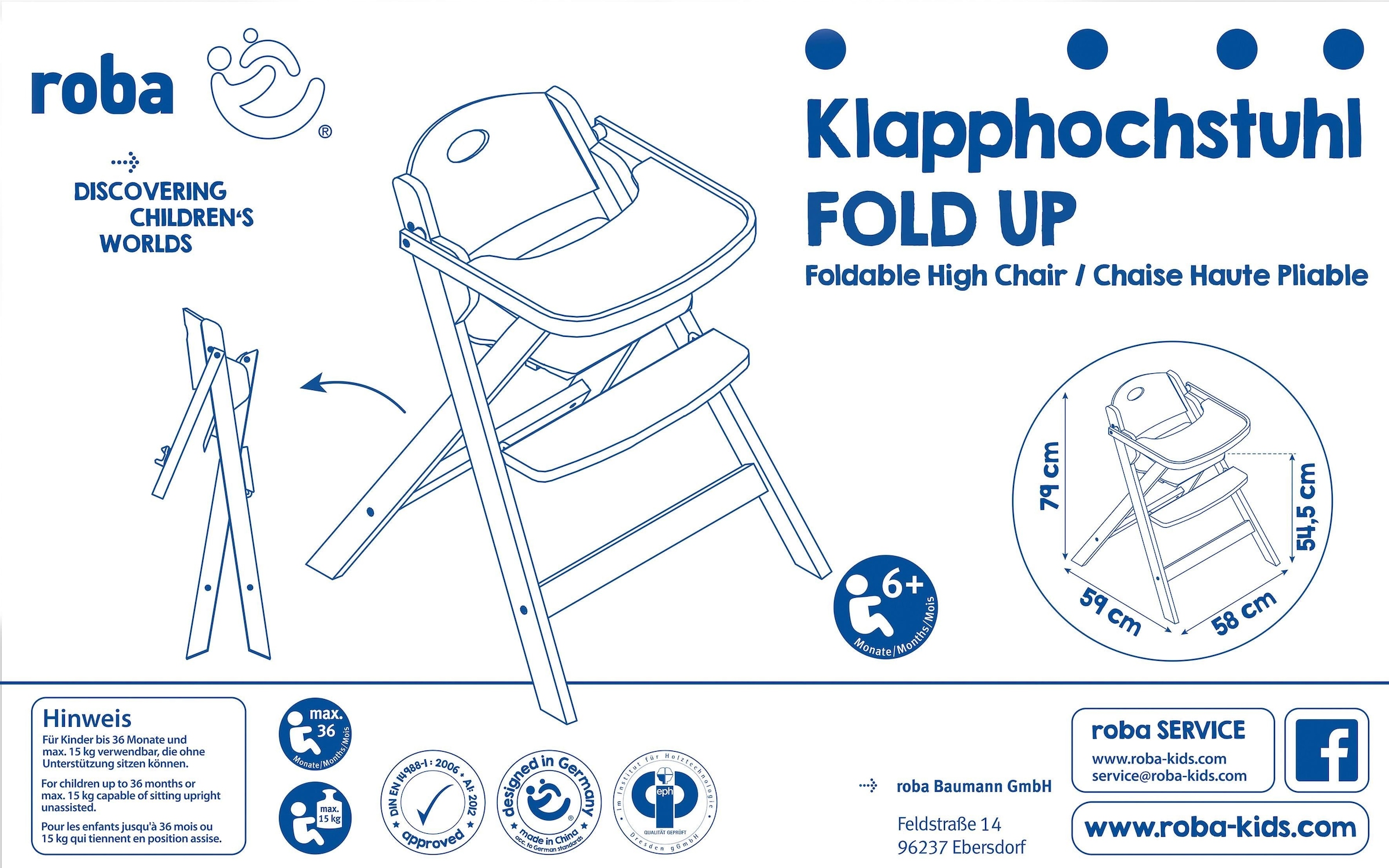 roba® Hochstuhl »Klapphochstuhl, natur« ()