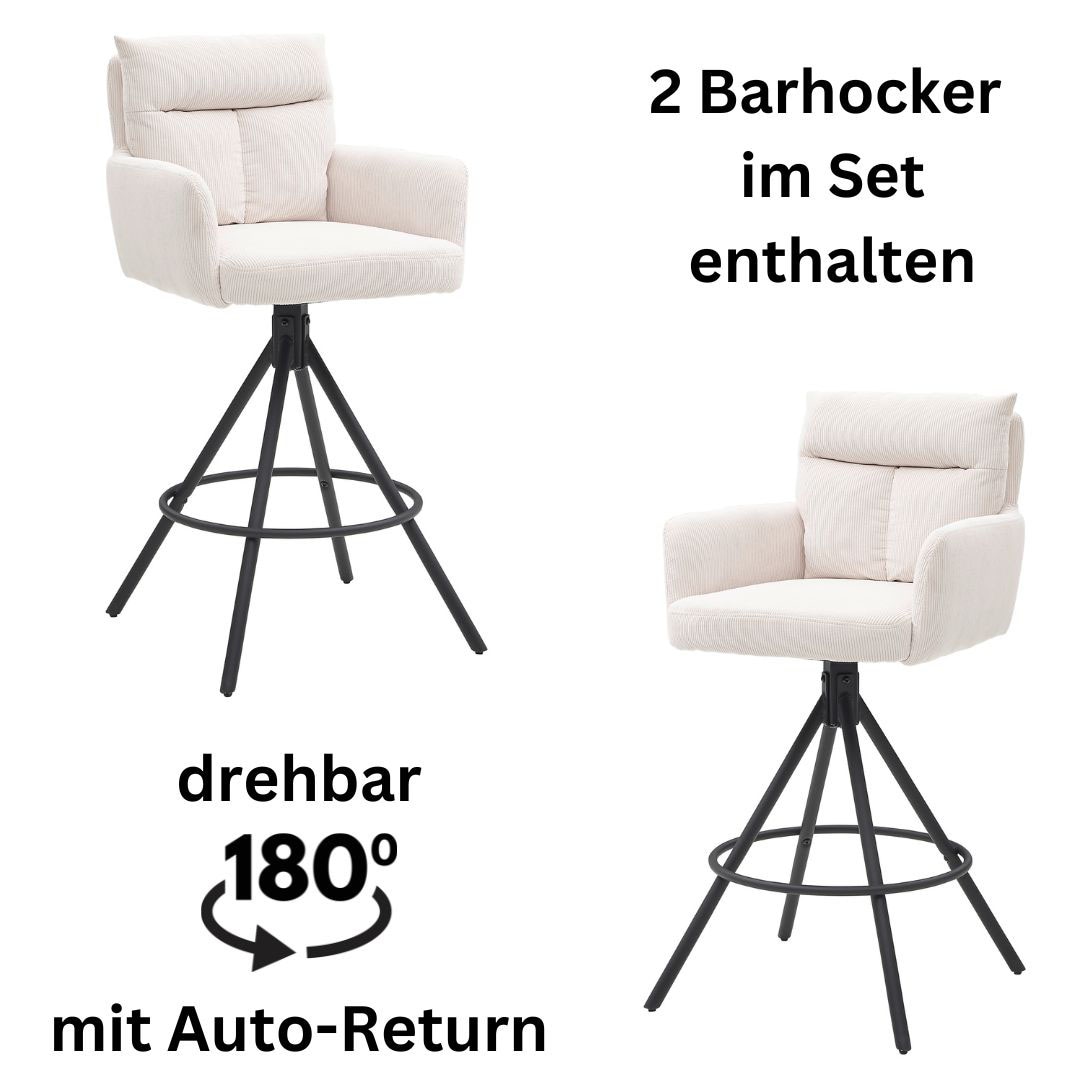 Stolkom Barhocker »Sofia« Set, 2 Stk. tlg. Komfortsitzhöhe 70 cm, 180°drehbar Auto Return funktion