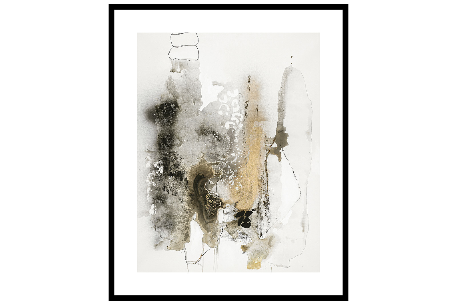 Newline Aqua Sketch I bilde Kunstprint på poster med valnøtt ramme. 40x50 cm
