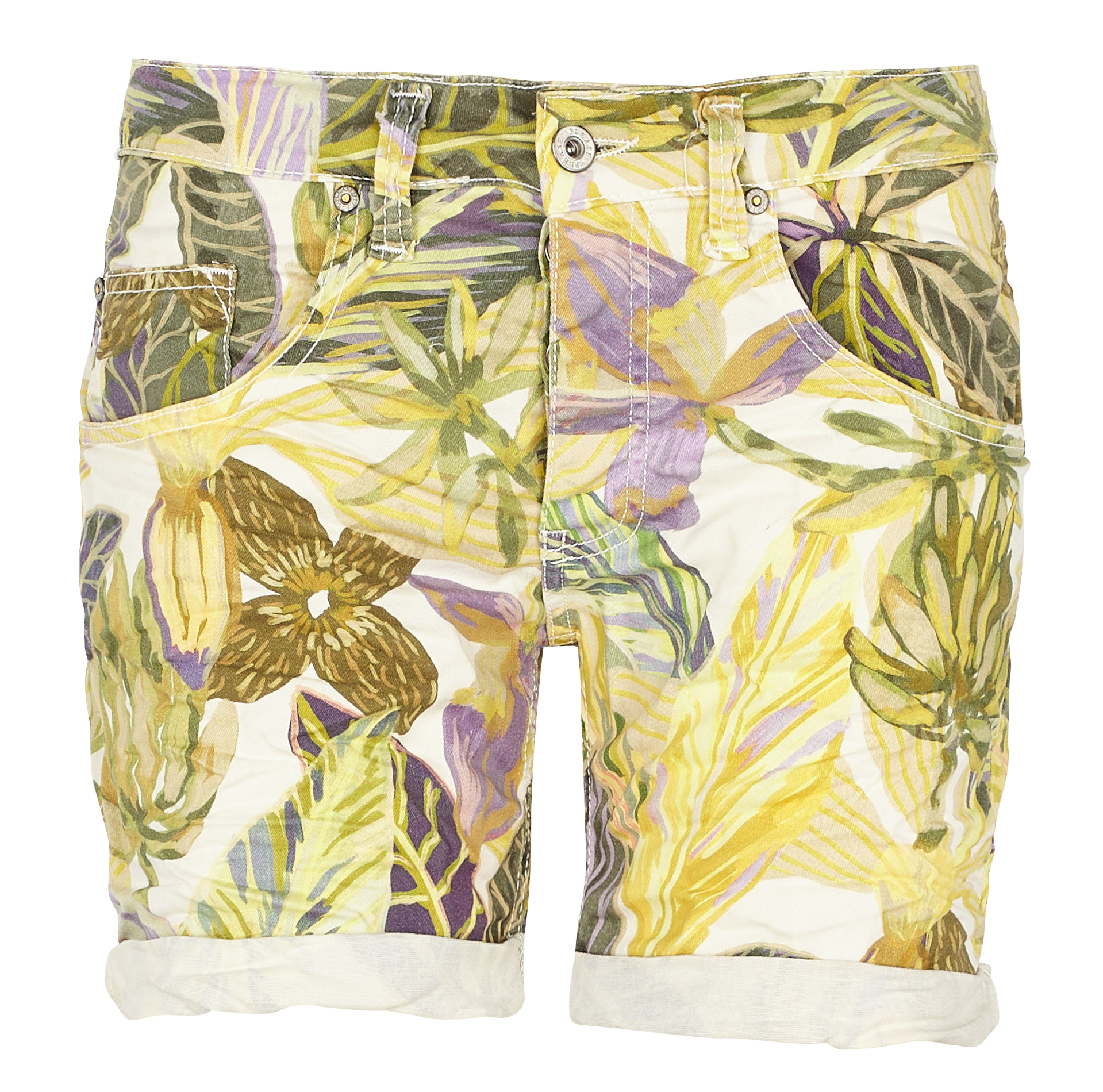 Short imprimé feuillageen coton | Blanc
