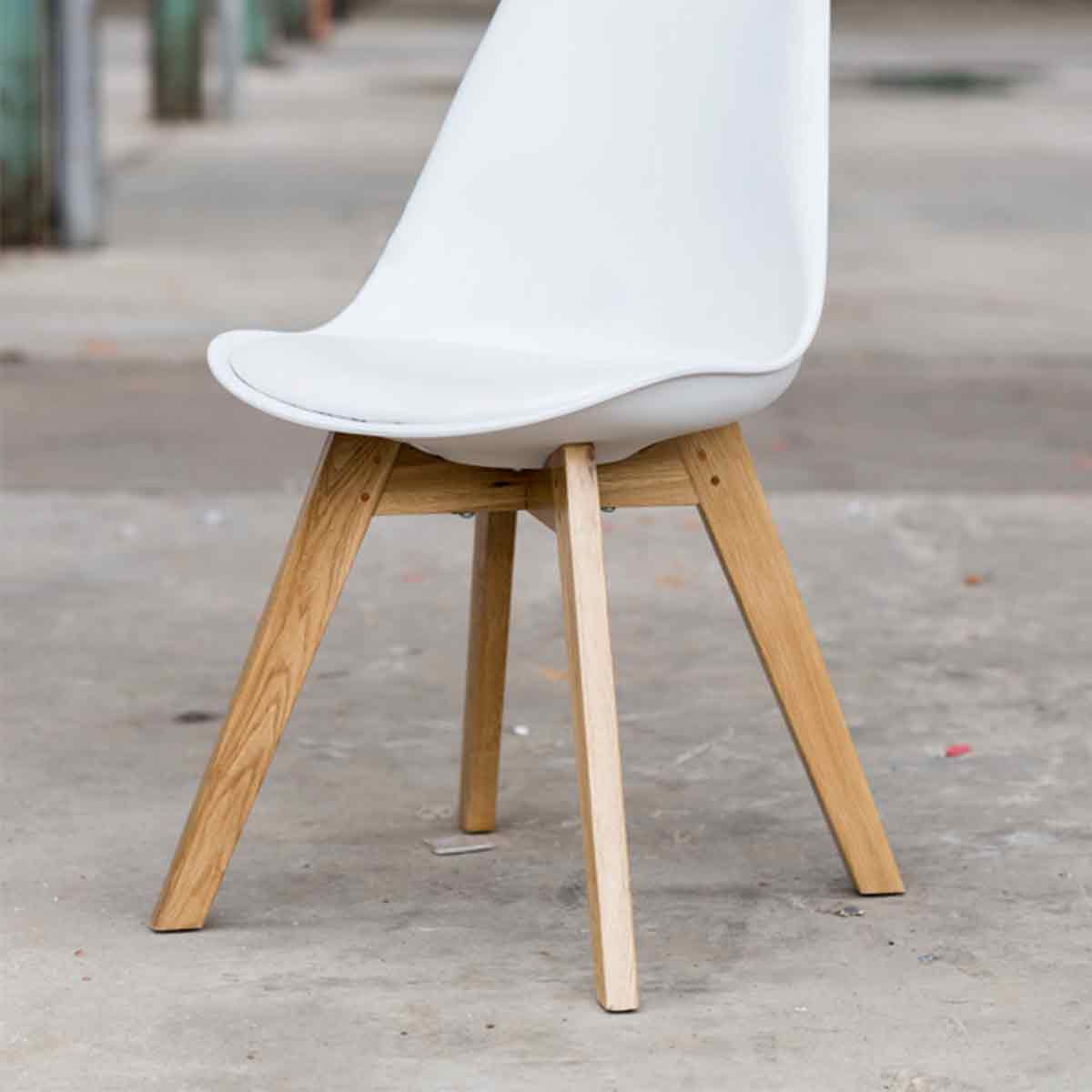 Eetkamerstoel Madera Wit - houten onderstel