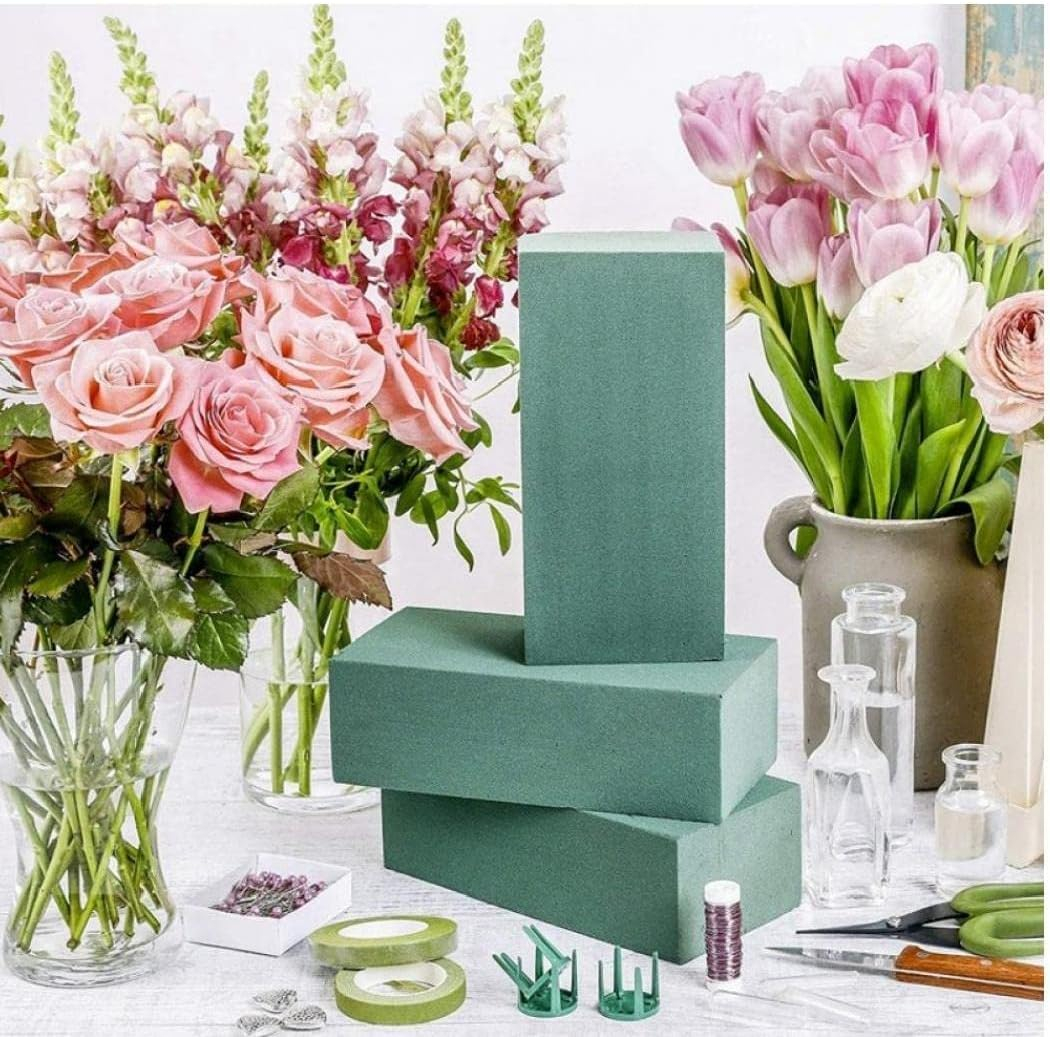 (2er Set) 22x11cm Blumen Steck Schaum DIY Bastel Steckmoos für Deko Blumengestecke - Grün
