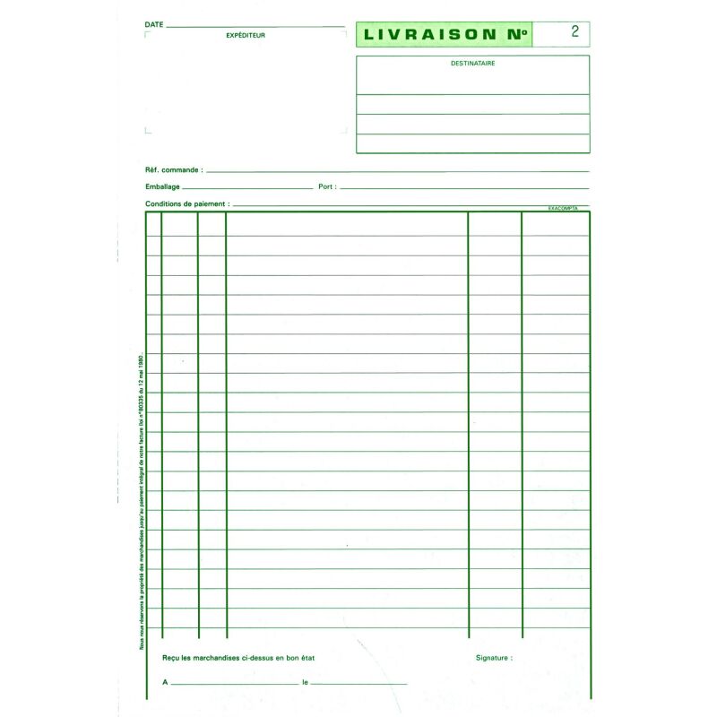 Manifold livraison Exacompta autocopiant 21 x 29,7 cm 50 pages double exemplaires