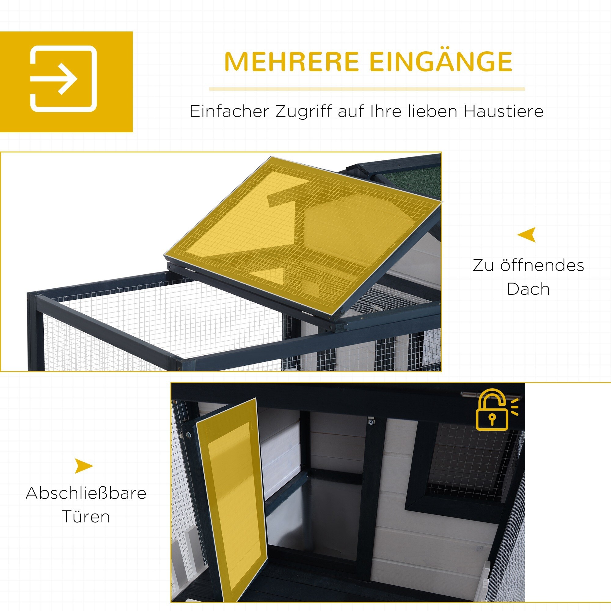PawHut Meerschweinchenstall mit Freigehege grün, weiß 151 x 78 x 84 cm (LxBxH)