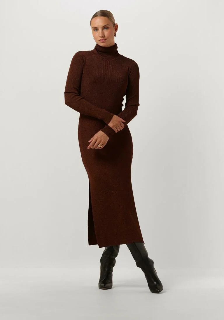 GESTUZ bronzen gestuz midi jurk silvigz ls long dress