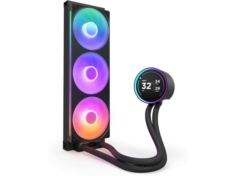 NZXT Wasserkühlung Kraken Elite 360 RGB Schwarz Wasserkühler für Intel und AMD Prozessorsockel mit LCD-Display und leuchtenden, leisen RGB-Lüftern