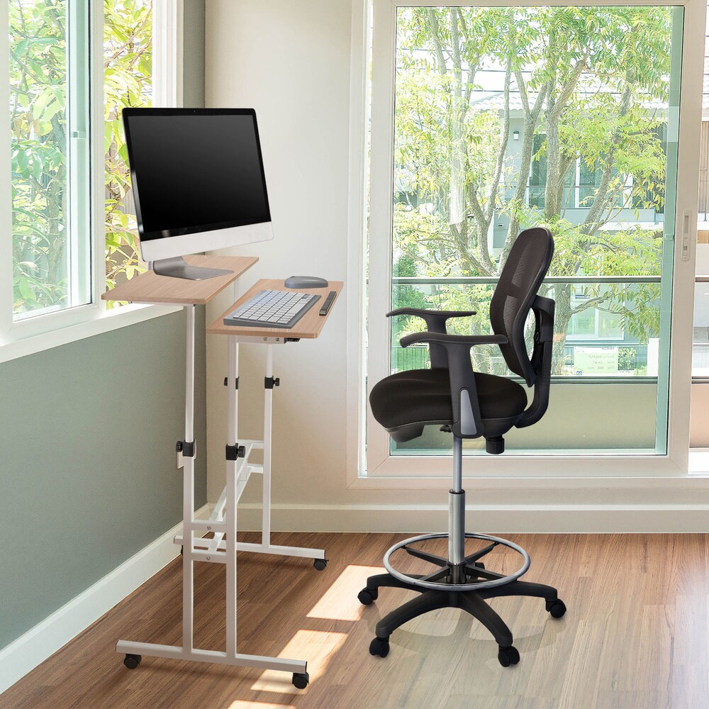 Stehschreibtisch WORKSTATION I Melaminharzbeschichtete Spanplatte, Gestell pulverbeschichteter Stahl hjh OFFICE