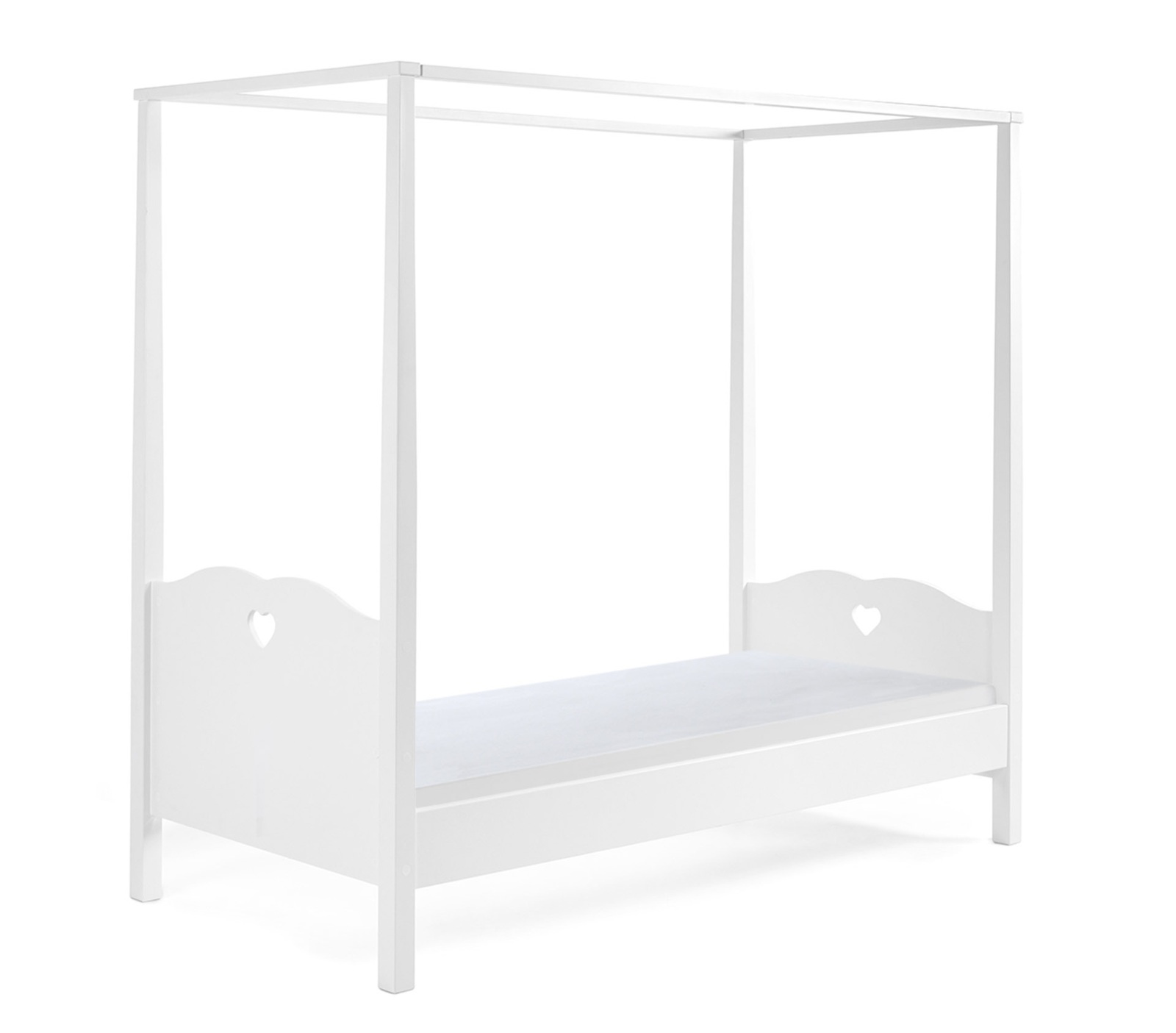 Himmelbett AMORI - weiß - mit Lattenrost - 90x200 cm