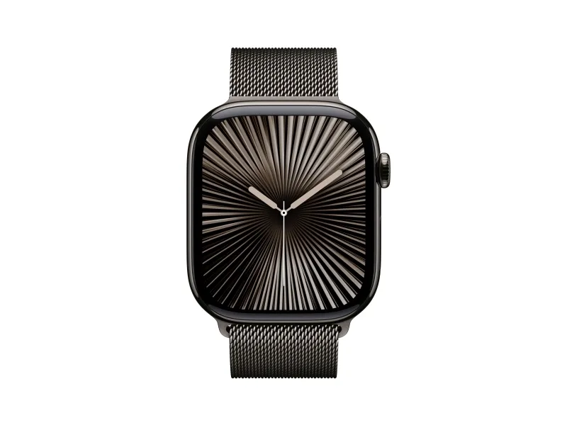 Apple Watch Series 10 (GPS   Cellular) - 46 mm - skifer titanium - smart ur med milanesisk løkke - rustfrit stålnet - skifer - båndstørrelse: M/L - 64 GB - LTE, Wi-Fi 4, UWB, Bluetooth - 4G - 41.7 g