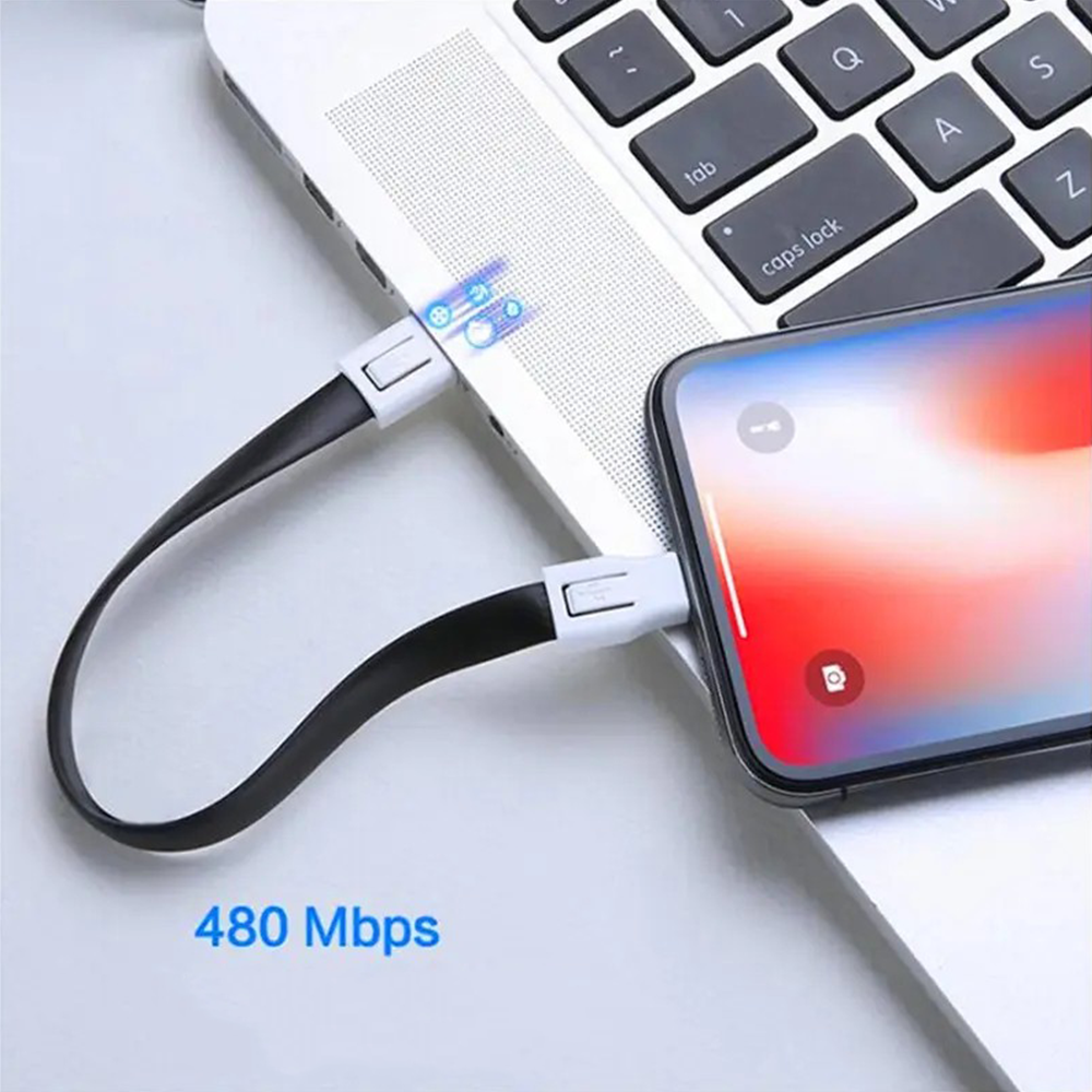 Schlüsselanhänger Ladekabel USB A auf USB C Datenkabel mit Spaltring - Blau