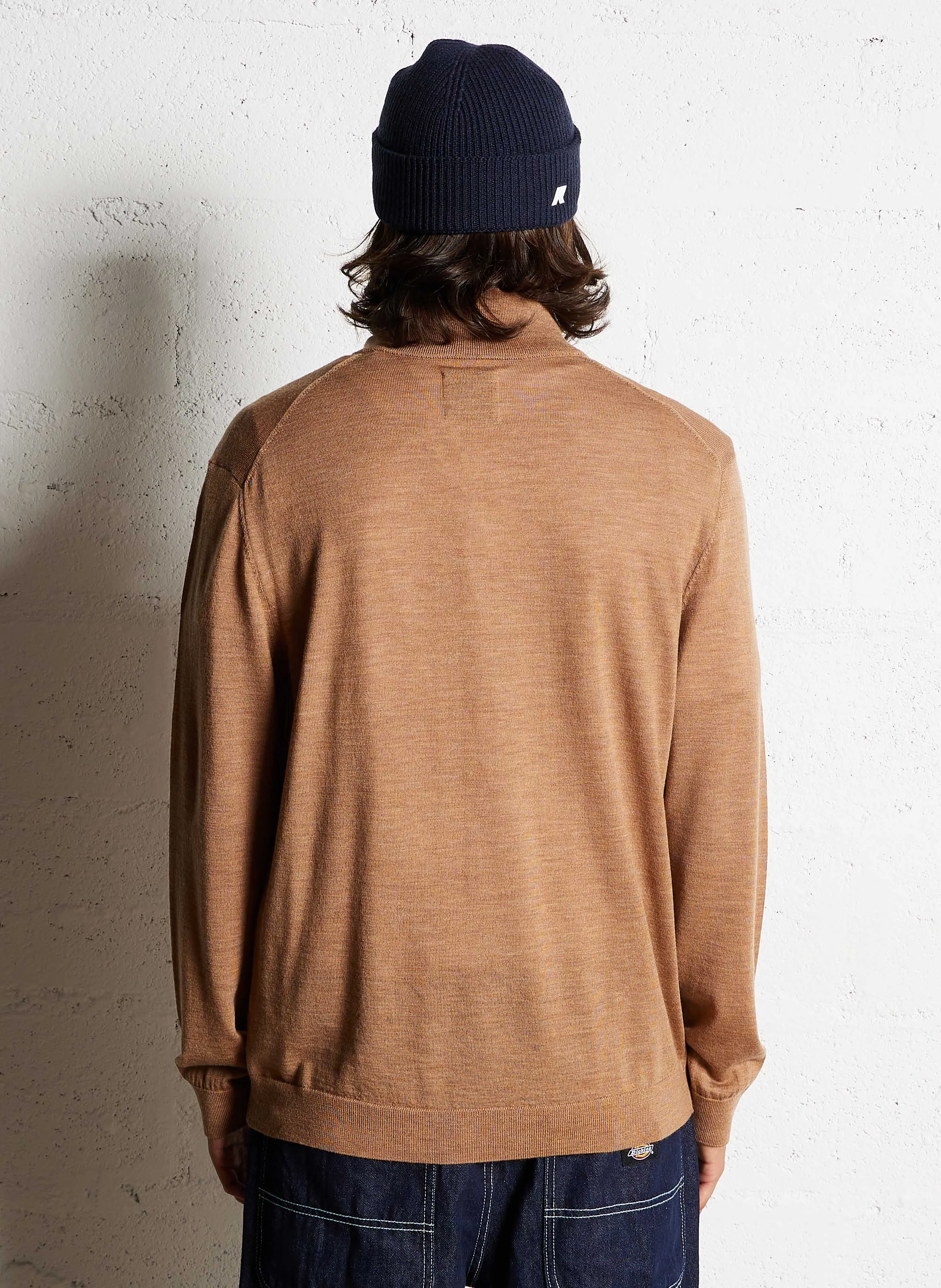 Pull col montant régular-fit en laine | Beige