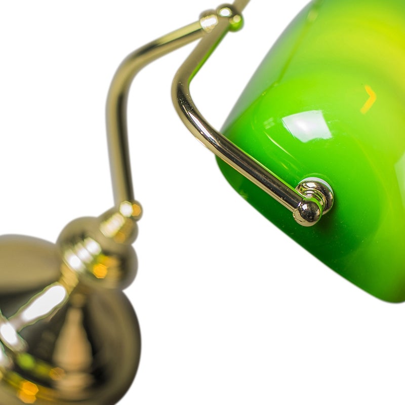 Klassieke messing tafellamp/notarislamp met groen glas - Bankier