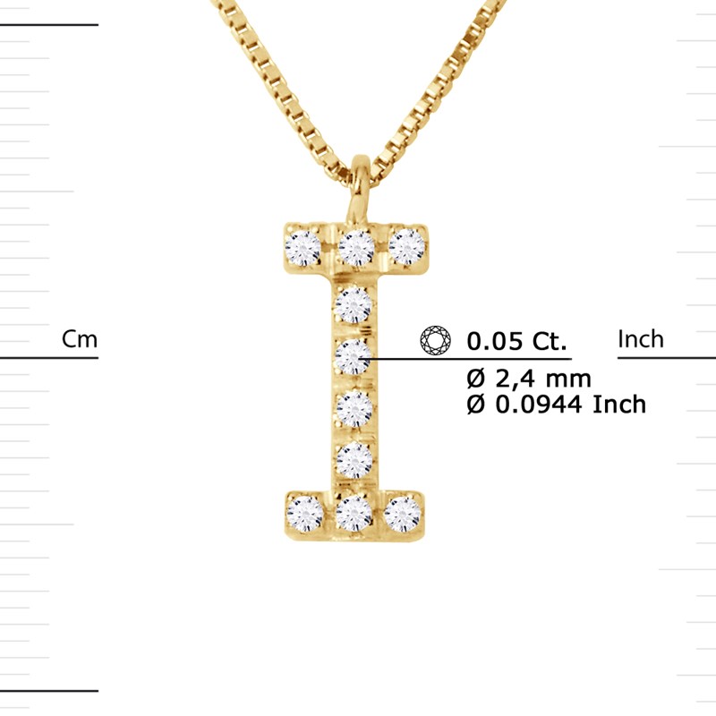 Collier ALPHABET Diamants 0,05 Cts  LETTRE 