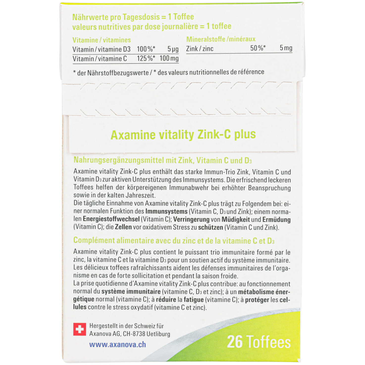 Axamine Zink-C plus Toffees 26 Stück
