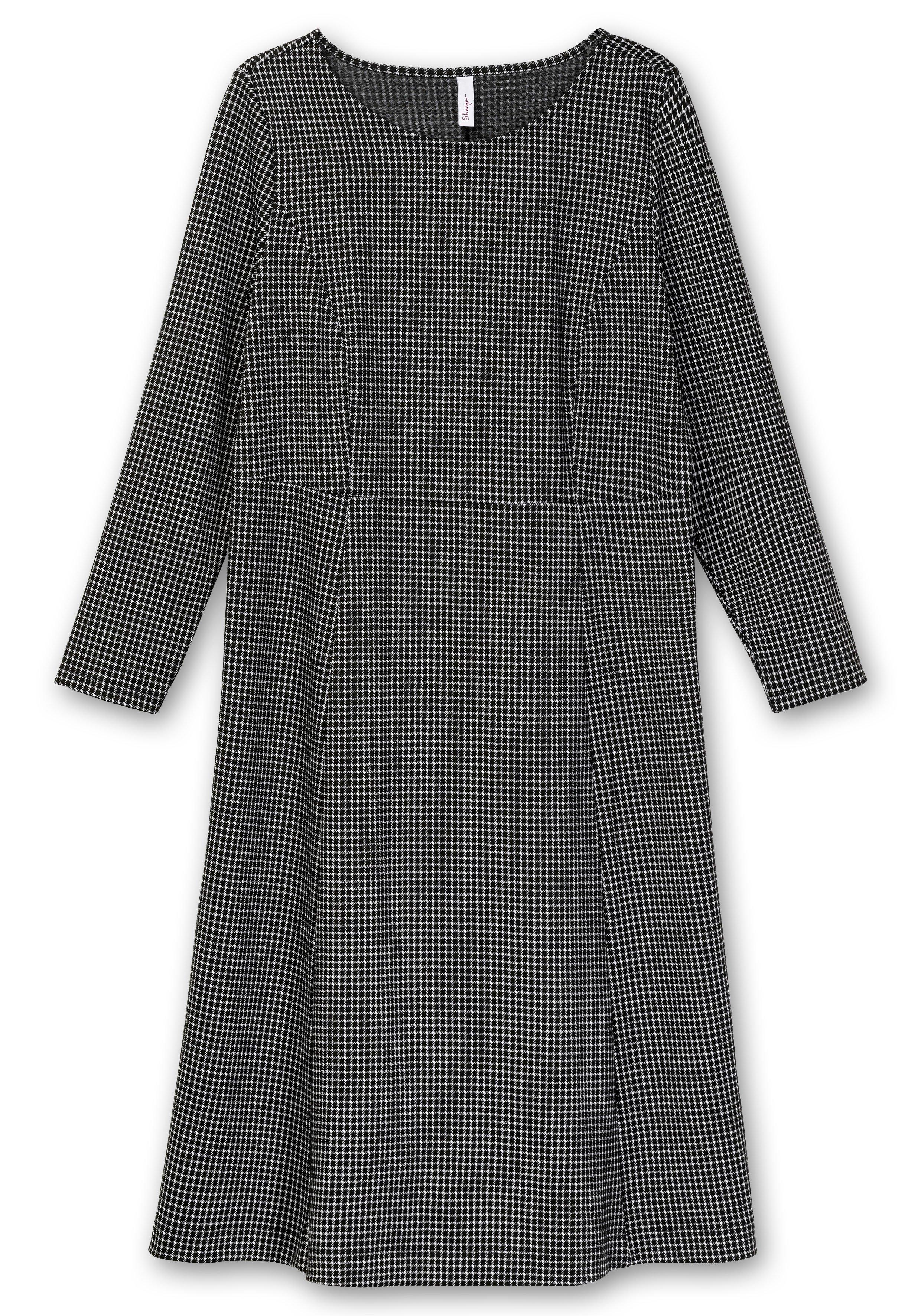 Kariertes Shirtkleid in A-Linie und Midilänge