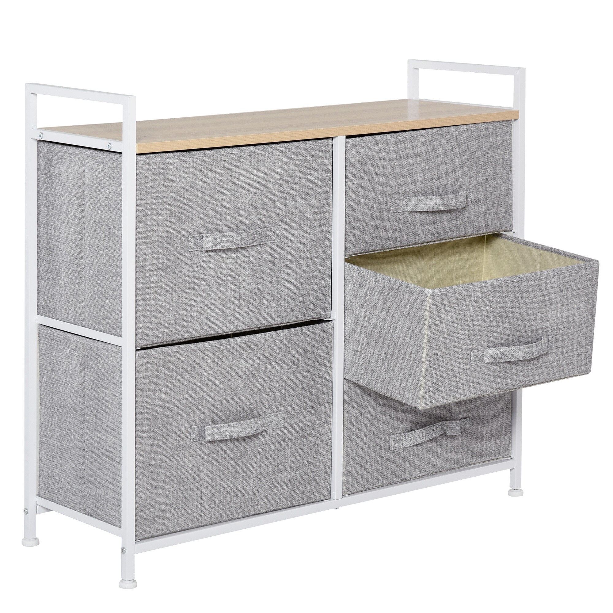 HOMCOM Stoffkommode mit 5 Stoffschubladen grau 83 x 29 x 77 cm (BxTxH)