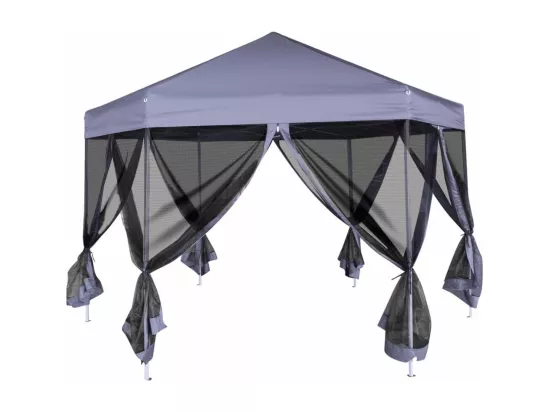 Chapiteau hexagonal avec 6 parois latérales 3,6x3,1m Bleu foncé