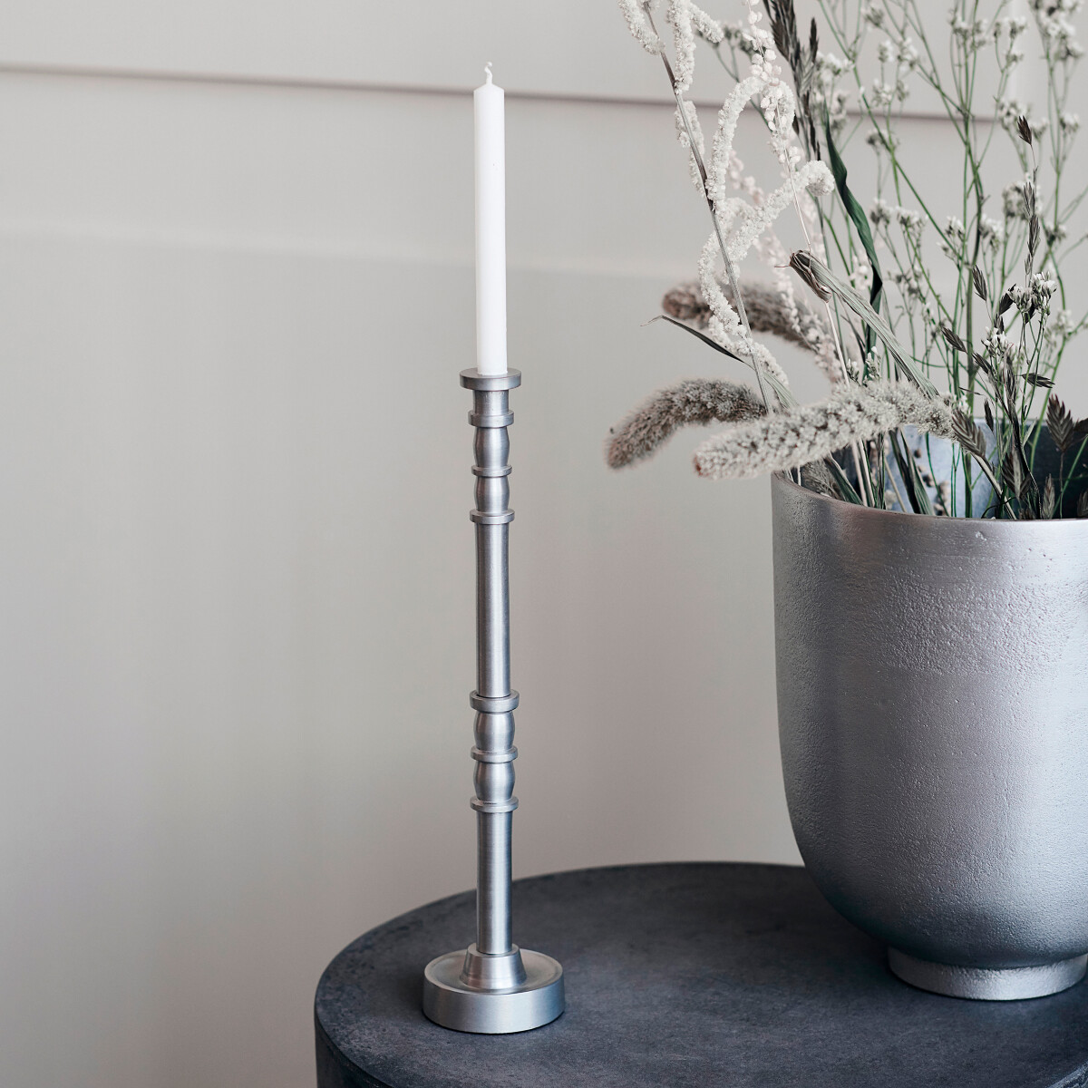 House Doctor - Lysestage - Jersey - Sølv Oxideret - H 28 CM