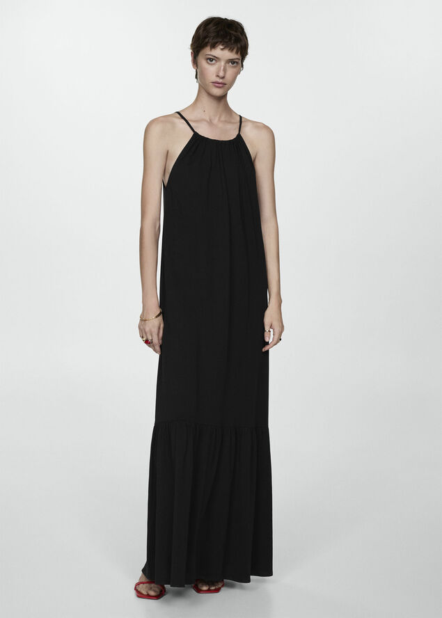 MANGO Long cotton dress Black