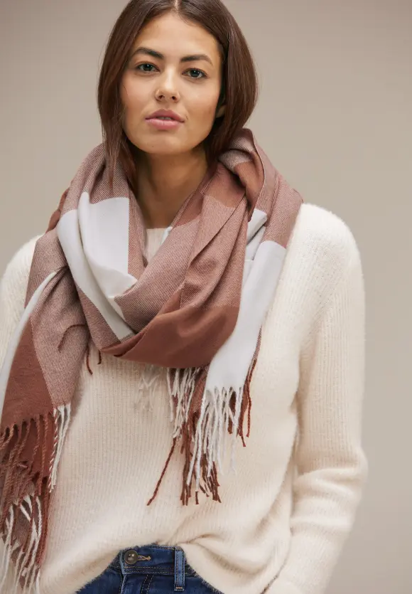 Schal mit Karomuster - light glowy brown