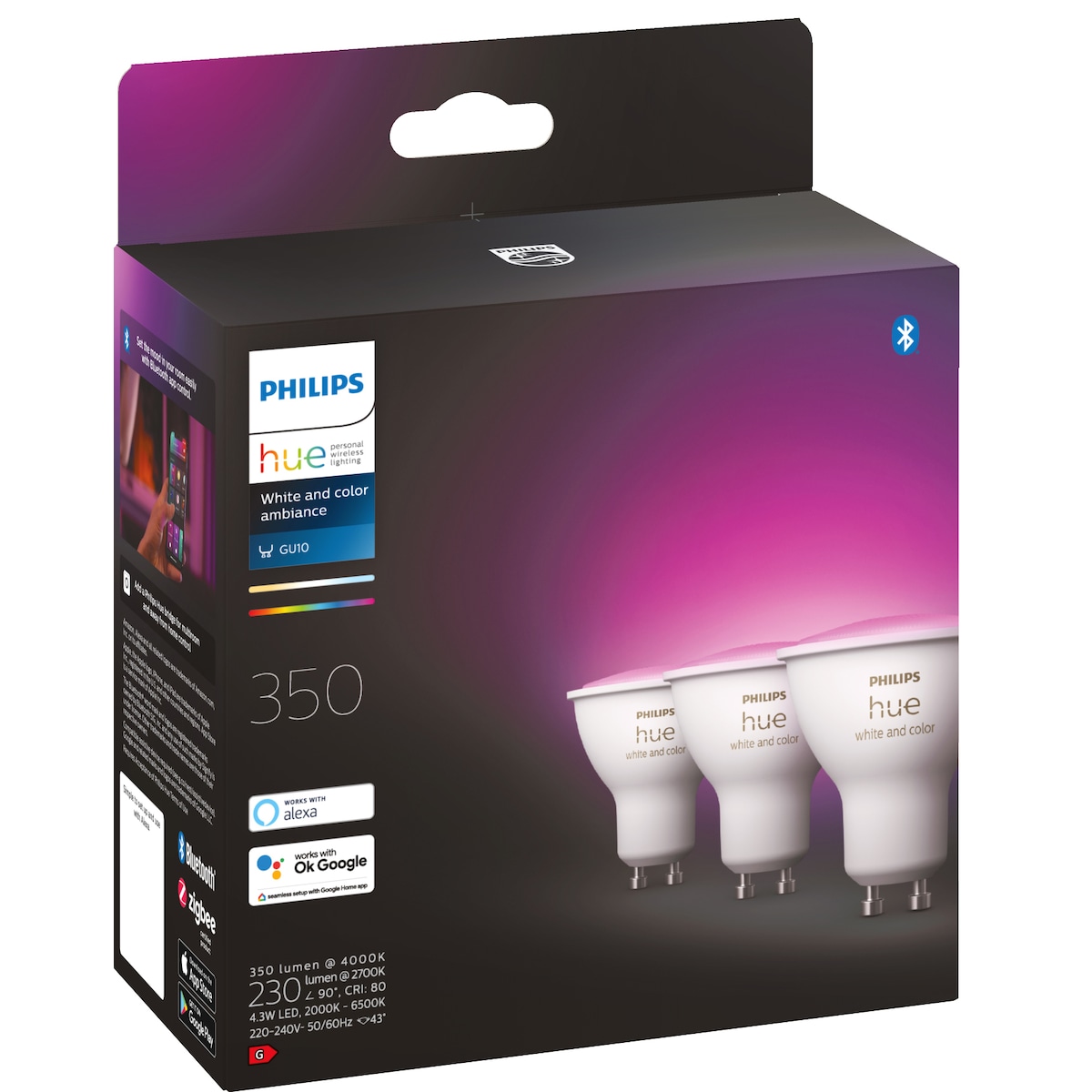 Philips Hue WCA 4,3W GU10 3-pk.