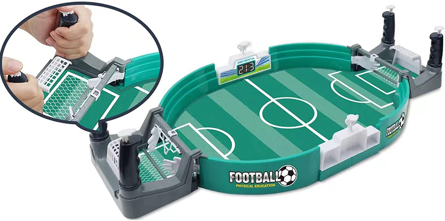 (60x27cm) Mini Flipper Kinder Spielzeug Tisch Fussball Kicker Tischspiel inkl. 6 Bälle - Grün