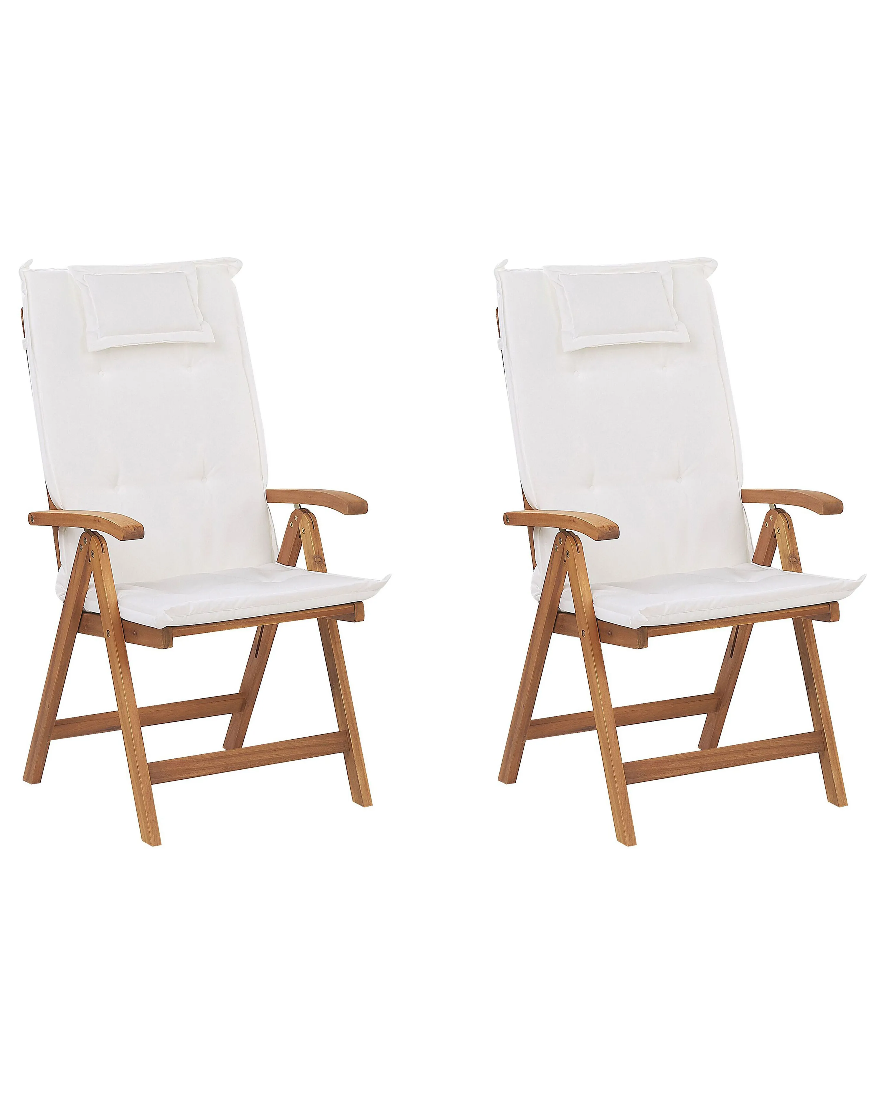 Set van 2 stoelen met zitkussen JAVA Acaciahout Gebroken wit