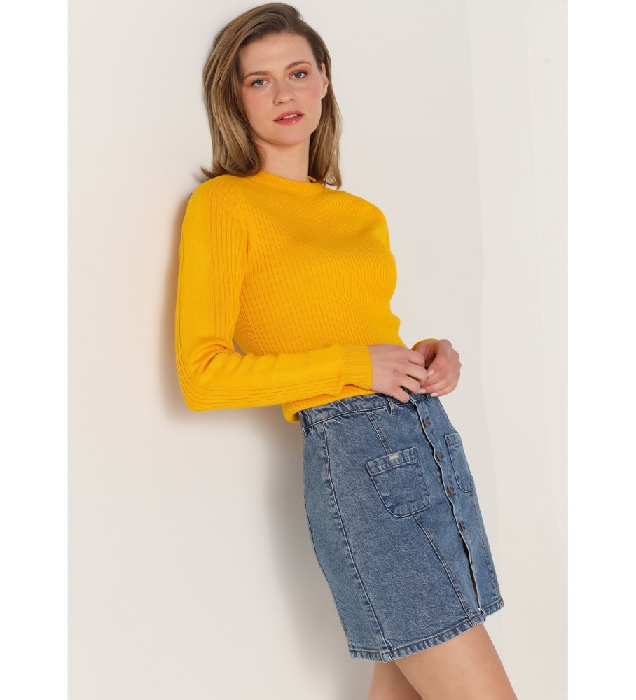 Saia jeans Lois Blue com botões