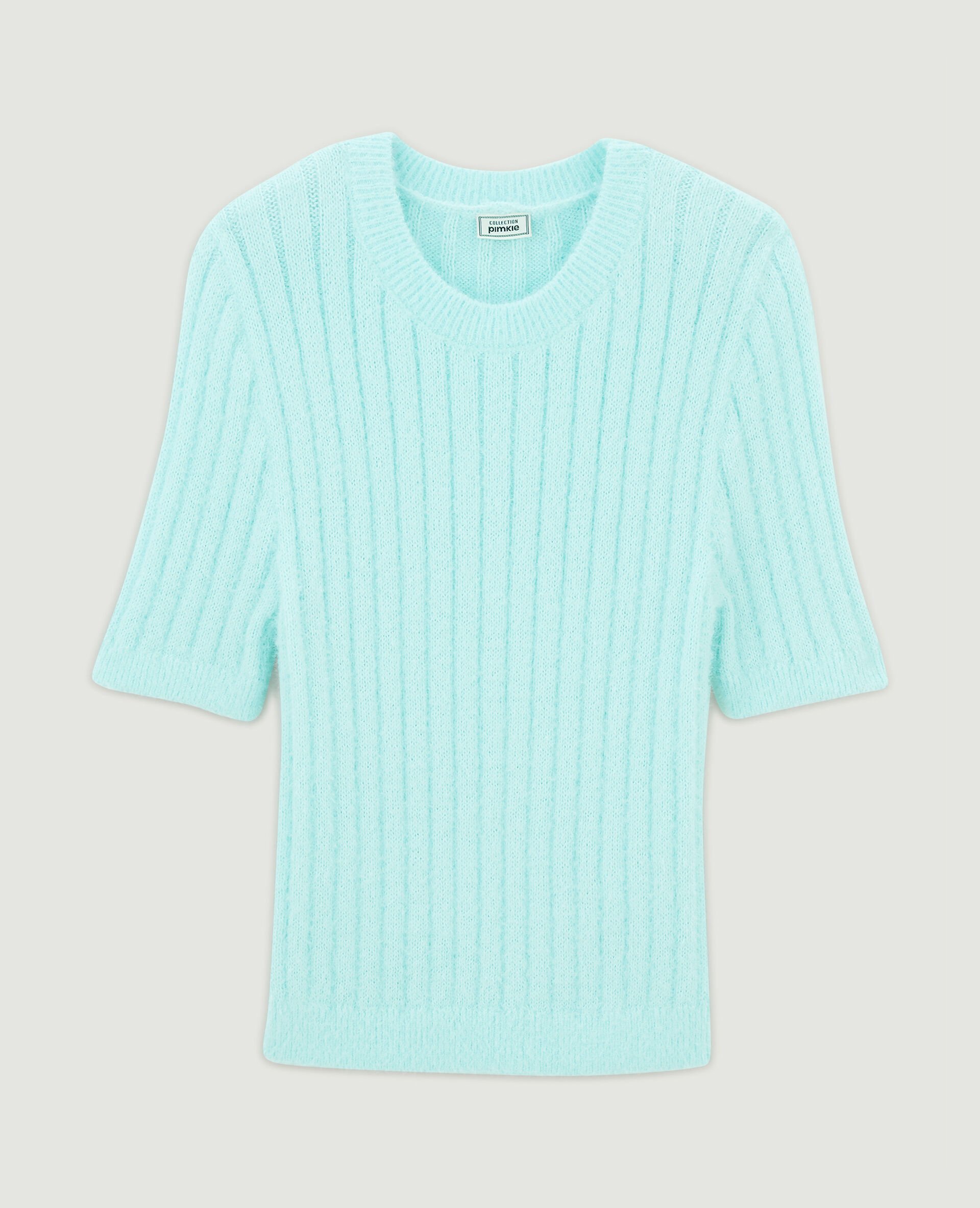 Pull duveteux à manches courtes - Bleu turquoise