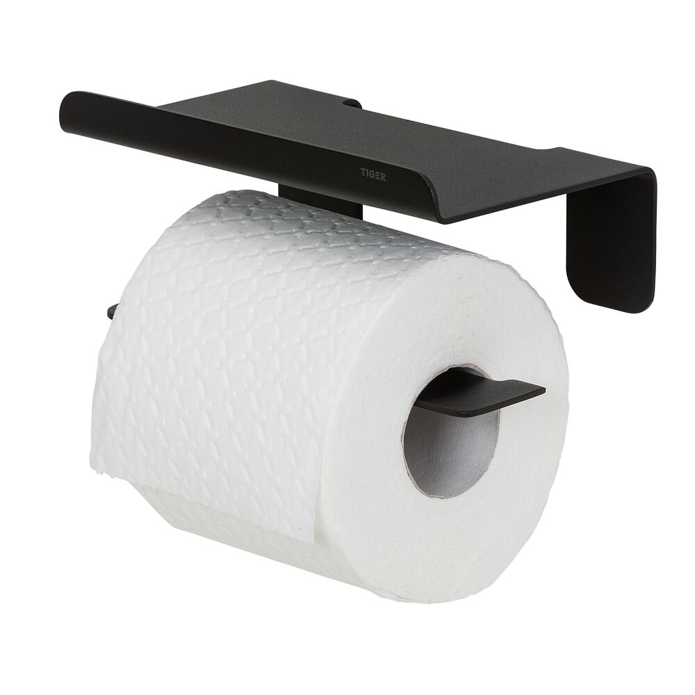 Tiger Colar toiletrolhouder met planchet zwart