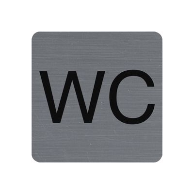 Exacompta - Plaque de signalisation WC - 75 x 75 mm - aluminium brossé