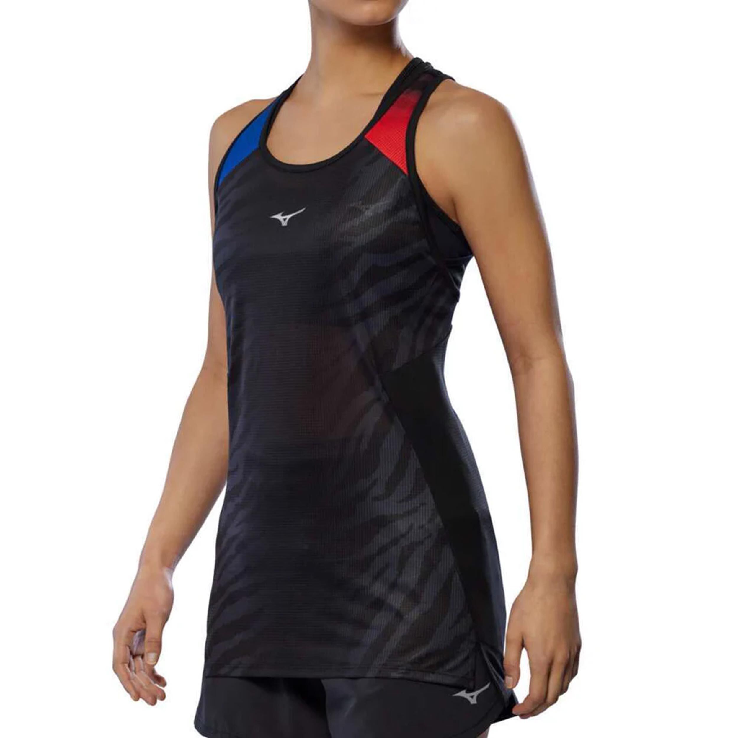 Mizuno DryAeroFlow Graphic Tank Maillot De Course Femmes - Rouge , Bleu