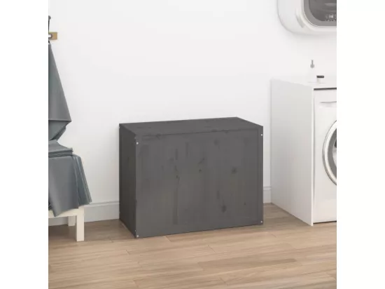 Boîte à linge Gris 88,5x44x66 cm Bois massif de pin