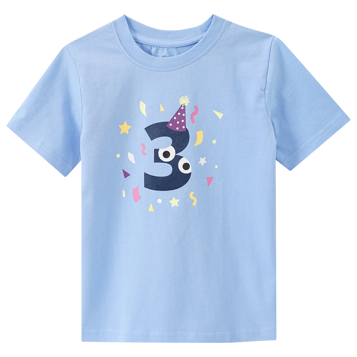 Topolino Kinder T-Shirt mit Geburtstagszahl 3 hellblau