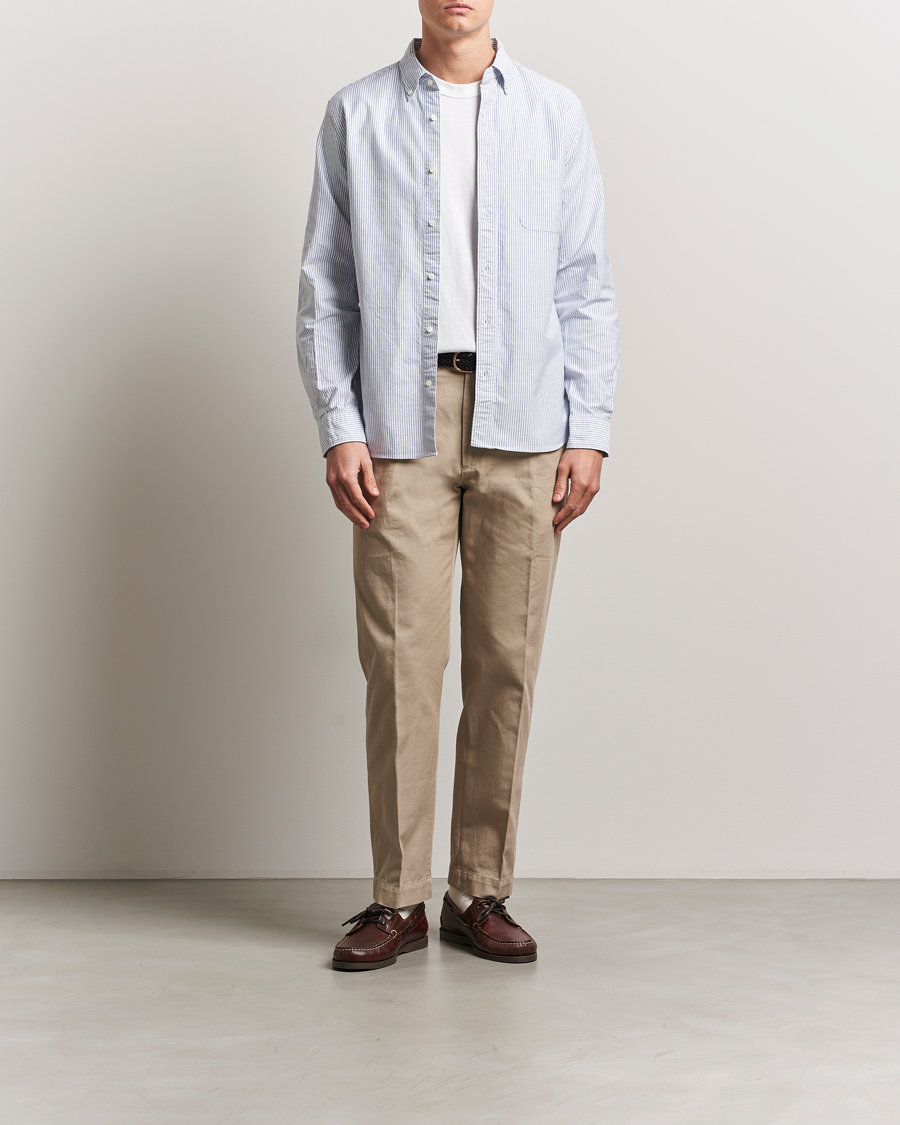 BEAMS PLUS Oxford Button Down Shirt Blue Stripe