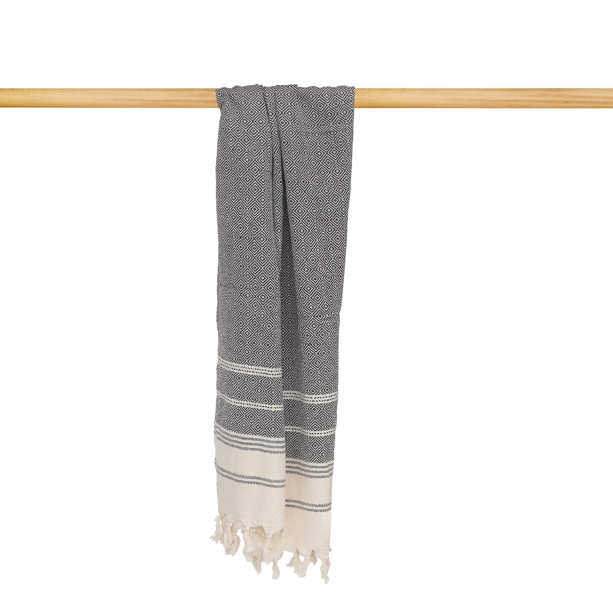 Hamamtuch 'Bergama', schwarz, L 175 cm, B 95 cm von fischer's lagerhaus
