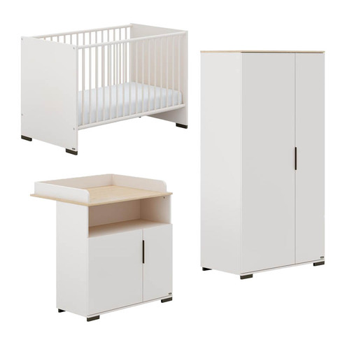 Chambre TRIO SUZIE Lit 60x120 + Commode + Armoire - Off White - YUNY BY PAIDI