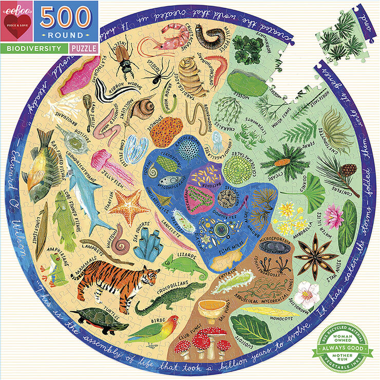 eeBoo eeBoo - Rundt puslespil 500 brk - Biodiversitet
