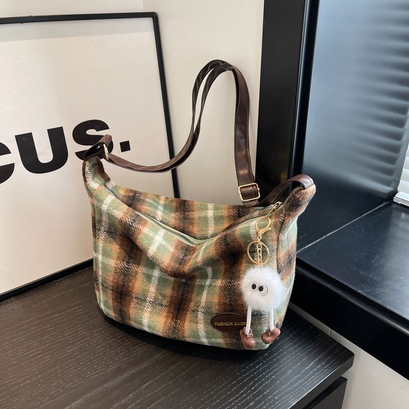 Indenis - Geruite Crossbody Tas / Tas Charm / Set