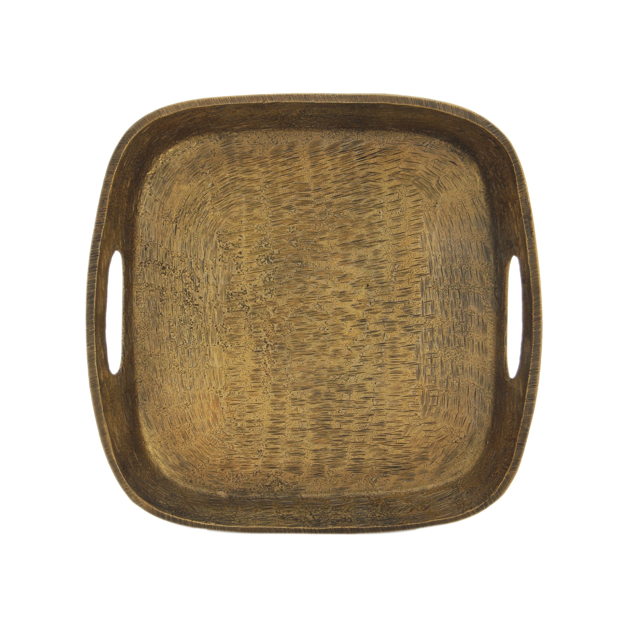 Tablett 'Pollara' mit Griff, messing, T 23 cm, B 23 cm, H 5 cm zu 29,00
