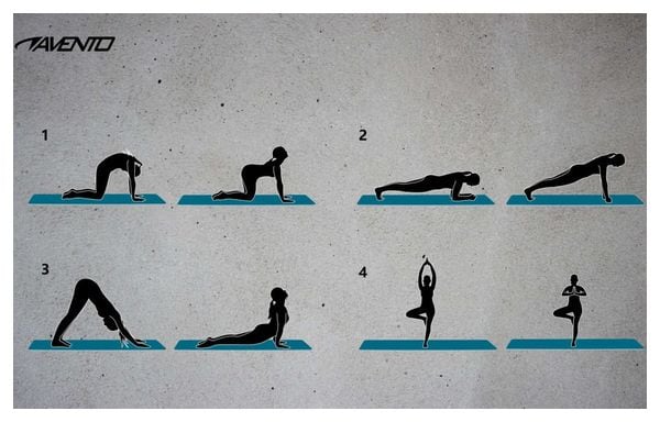 Avento Tapis de fitness en néoprène avec imprimé Bleu et gris